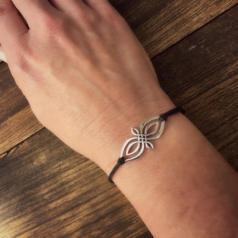 Sterling Silver Celtic Knot Bracelet: Irish Waxed Linen Jewelry