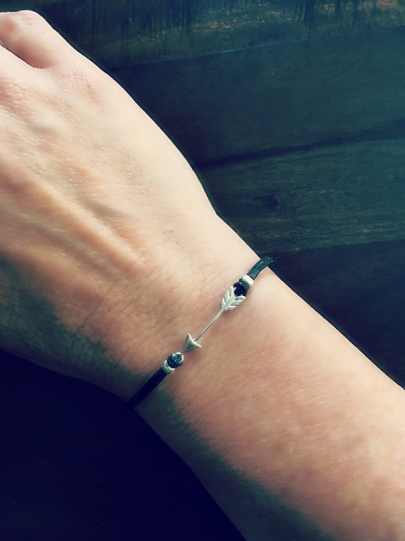 Sterling Silver Arrow Bracelet: Linen Cord, Casual Jewelry