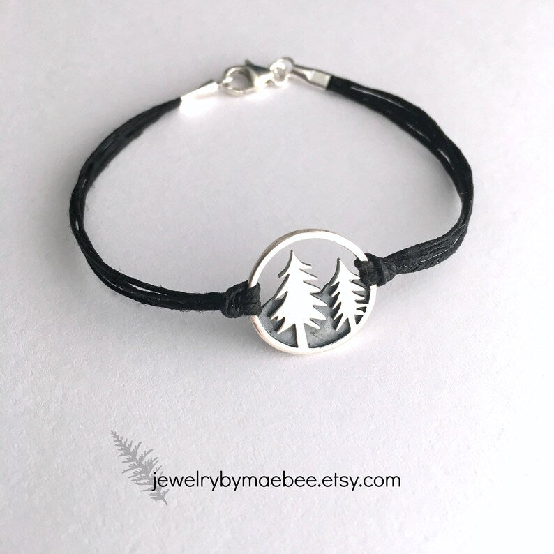 LAST ONE - Sterling Silver Pine Tree Bracelet: Nature Lover Gift