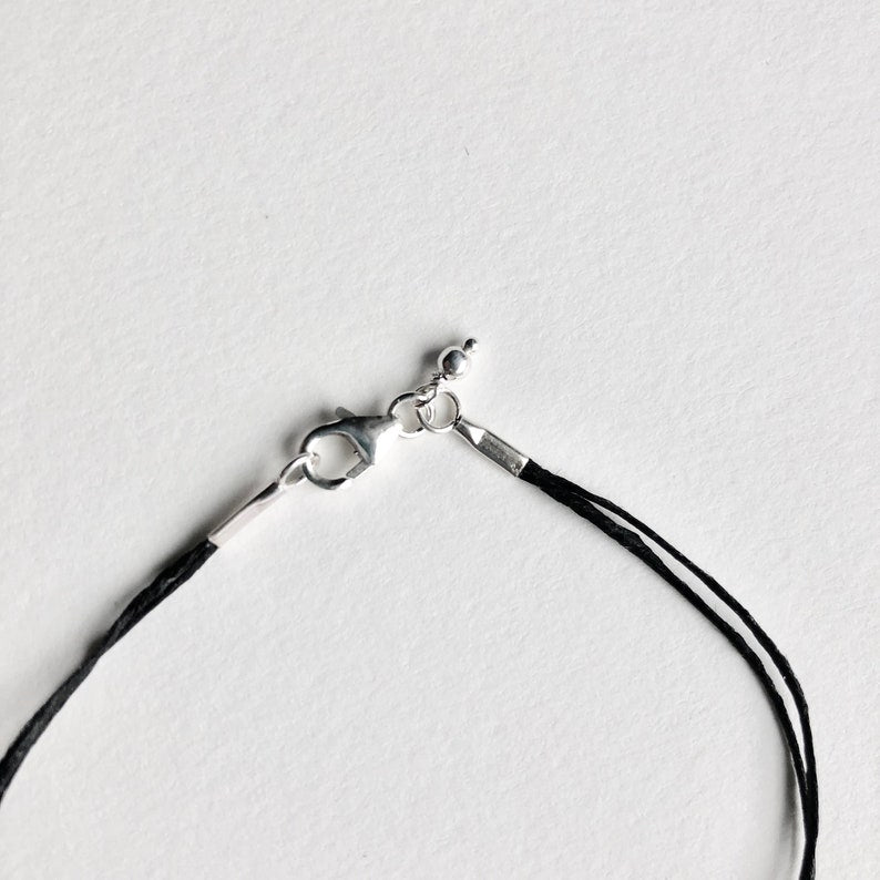 LAST ONE - Sterling Silver Angel Wing Bracelet: Black Linen Cord Boho Jewelry