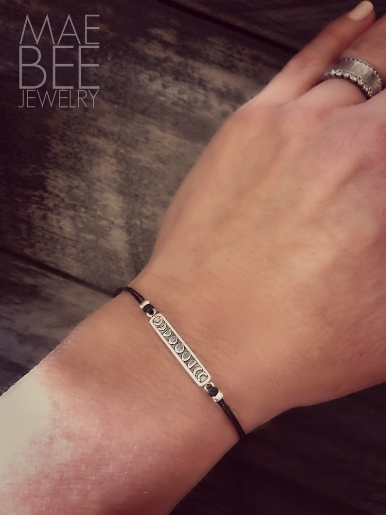 Sterling Silver Moon Phase Bracelet: Celestial Linen Jewelry