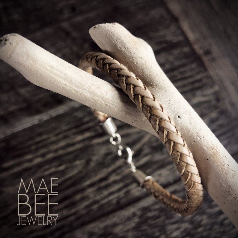 Braided Leather Bracelet: Light Brown Stacking Jewelry