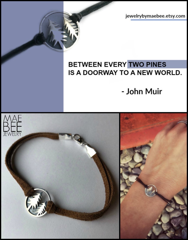 LAST ONE - Sterling Silver Pine Tree Bracelet: Nature Lover Gift