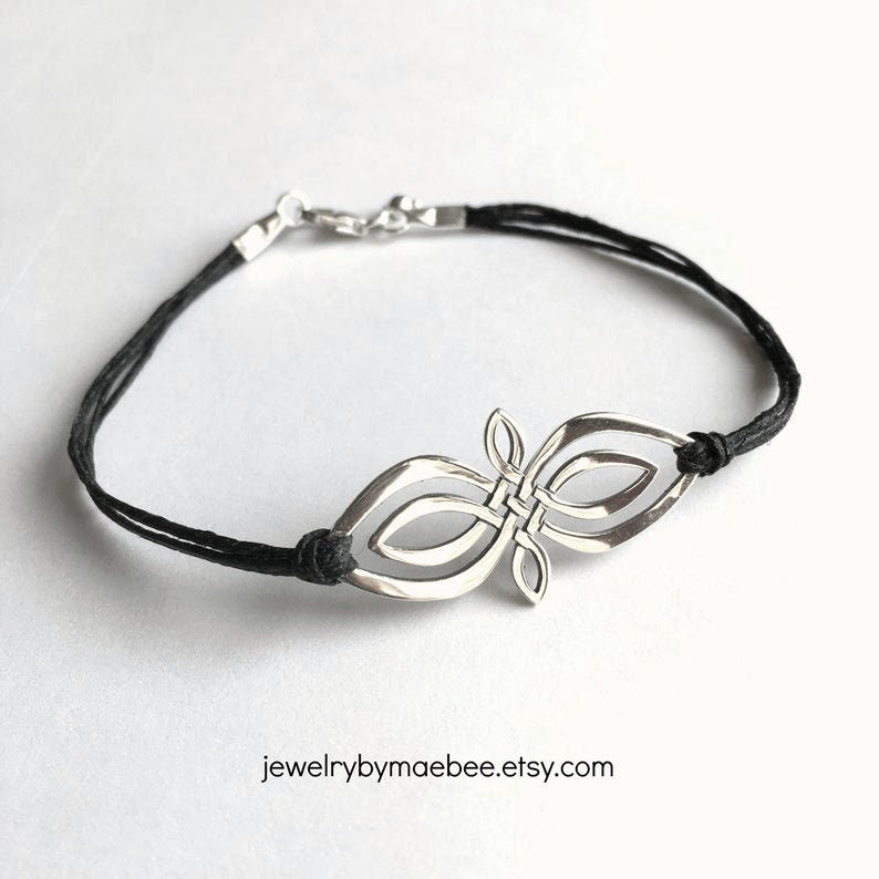 Sterling Silver Celtic Knot Bracelet: Irish Waxed Linen Jewelry