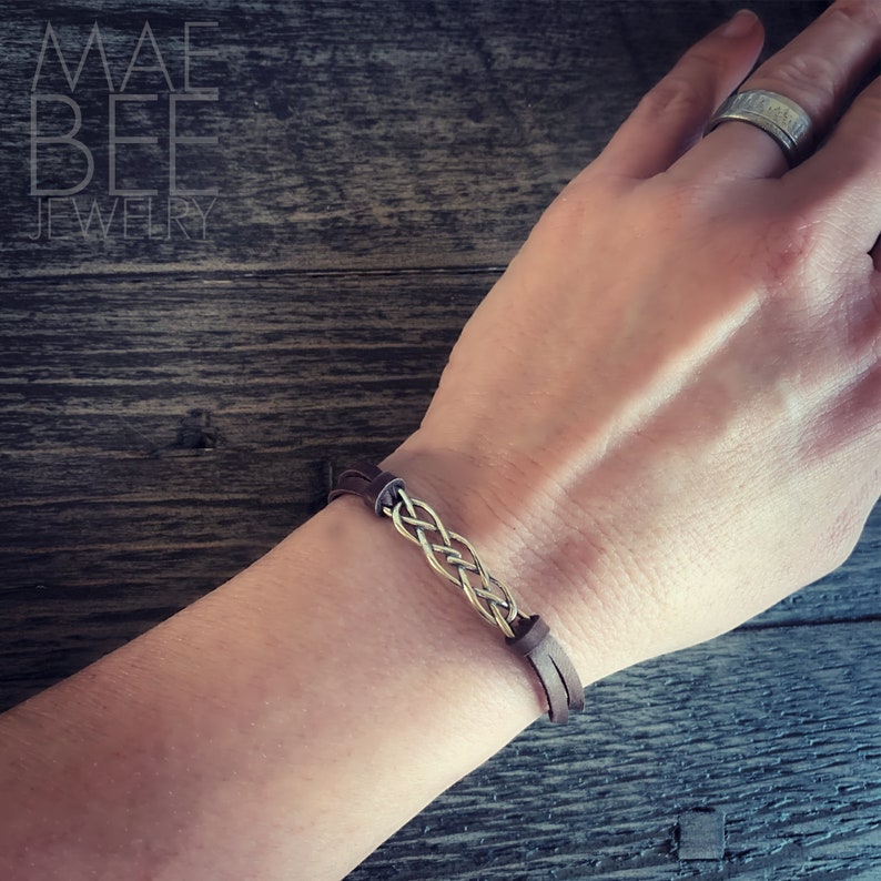 Sterling Silver Celtic Knot Bracelet: Irish Leather Jewelry