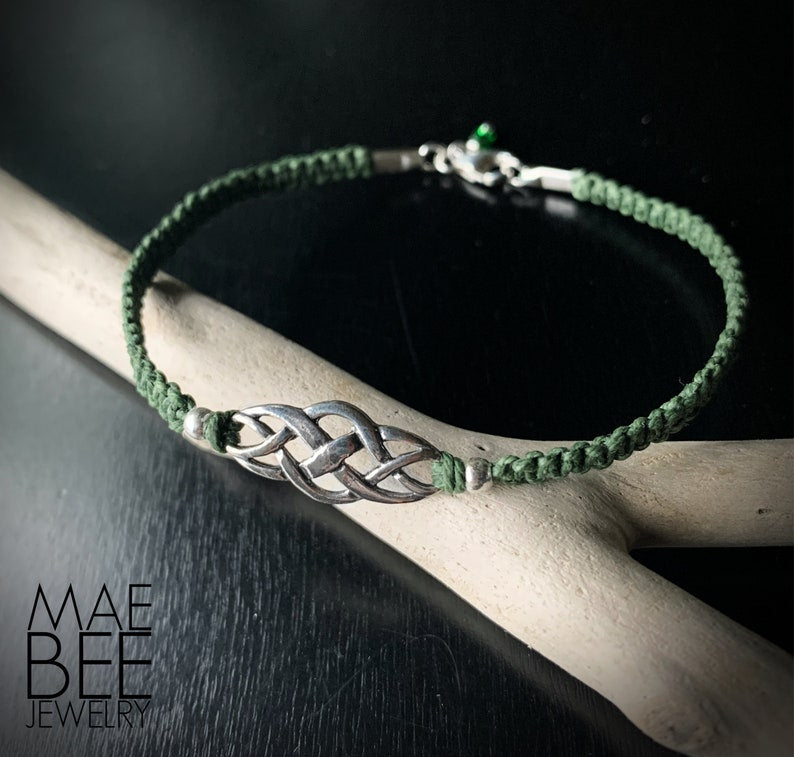 Sterling Silver Celtic Knot Bracelet: Macrame Irish Jewelry Gift