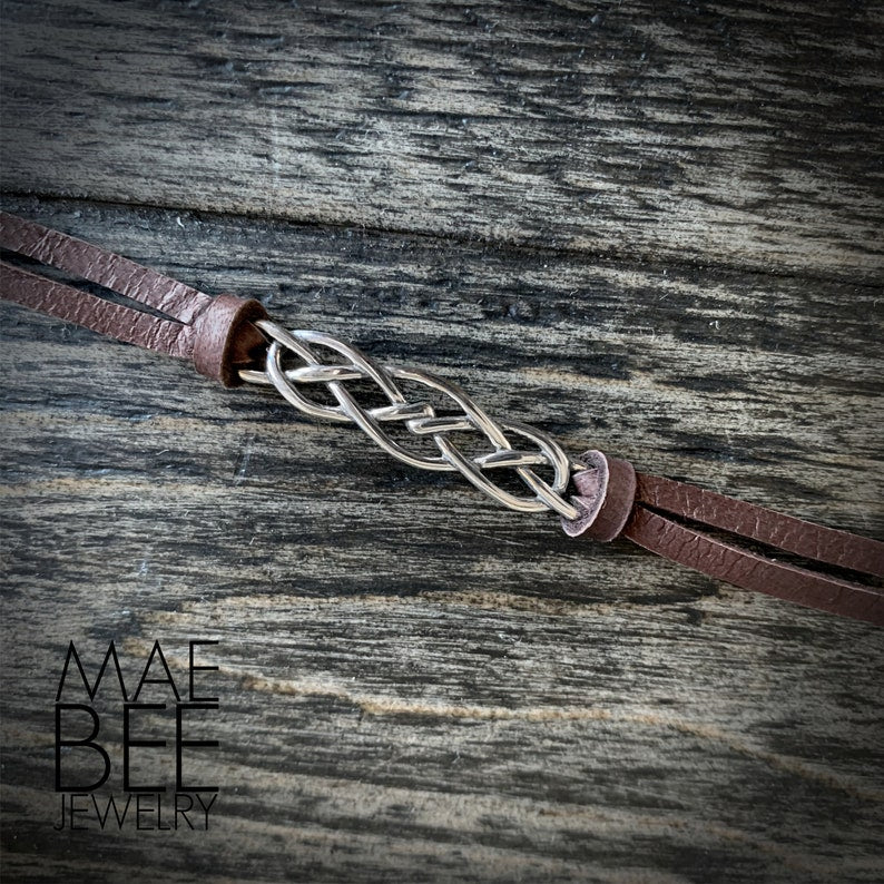 Sterling Silver Celtic Knot Bracelet: Irish Leather Jewelry
