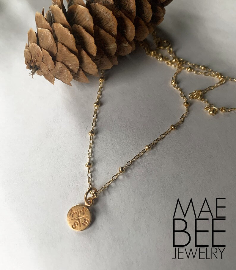 Gold Compass Necklace: Vermeil Pendant, Hiker Jewelry