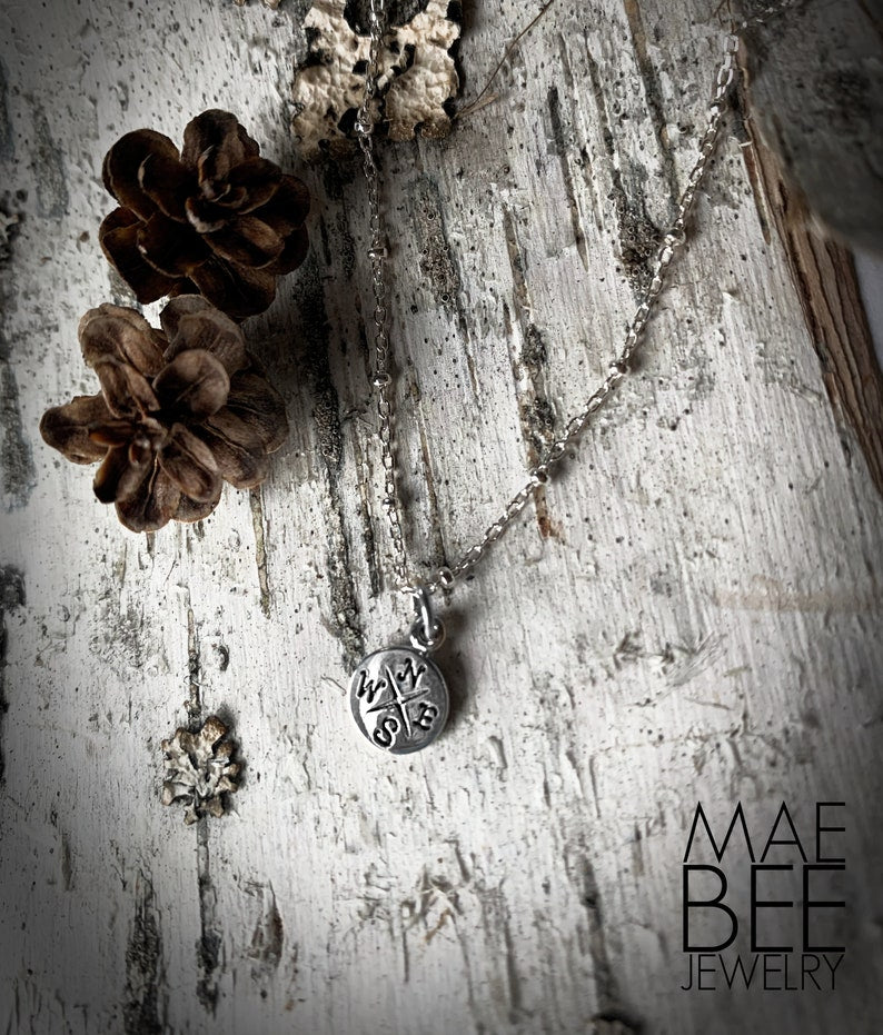 Gold Compass Necklace: Vermeil Pendant, Hiker Jewelry
