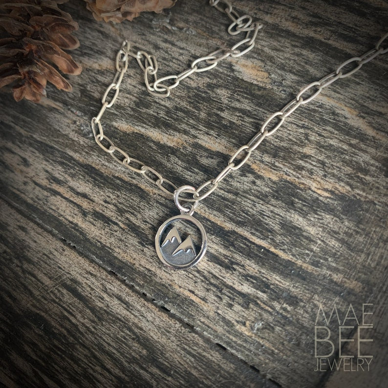 Sterling Silver Mountain Necklace: Hiker Jewelry Gift