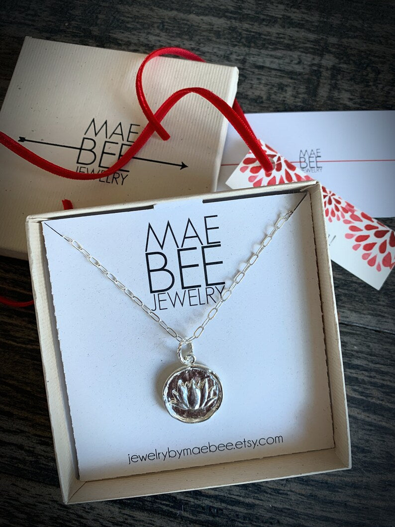 Sterling Silver Lotus Necklace: Yoga Jewelry Gift