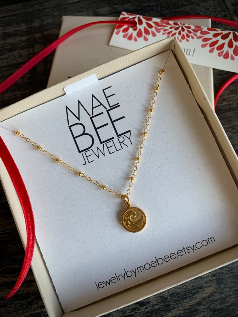 Gold Vermeil Wave Necklace: Beaded Gold-Fill Chain, Beach Jewelry