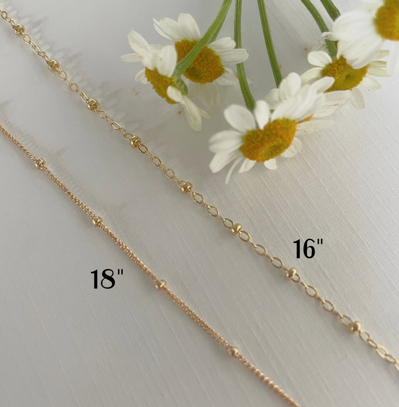 Gold Vermeil Wave Necklace: Beaded Gold-Fill Chain, Beach Jewelry