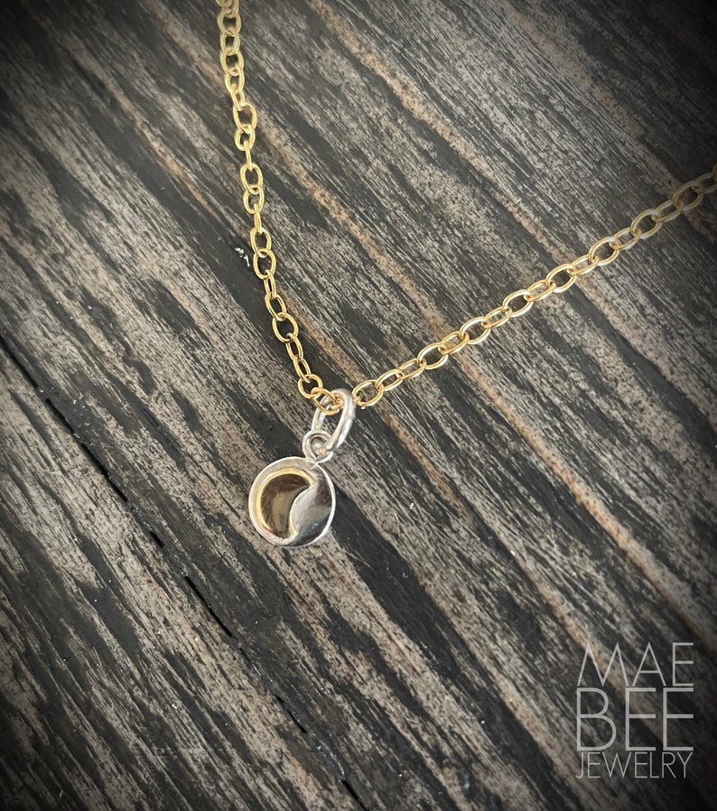 Gold Plated Crescent Moon Necklace: Sterling Silver Lunar Jewelry