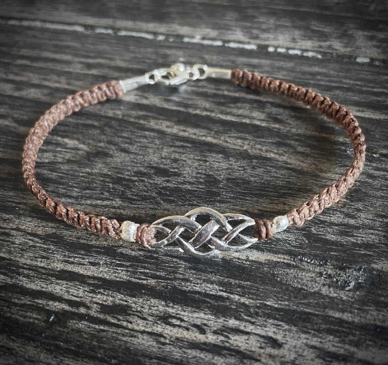 Sterling Silver Celtic Knot Bracelet: Macrame Irish Jewelry Gift