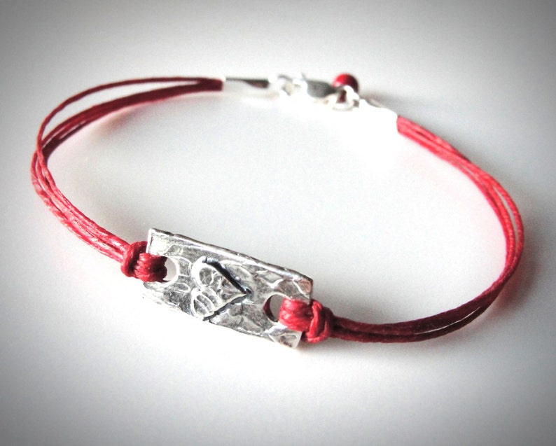 Heart bracelet, Sterling Heart, Red Bracelet, Love, Anniversary bracelet, Bridesmaid Bracelets, christmas gift gift, valentines