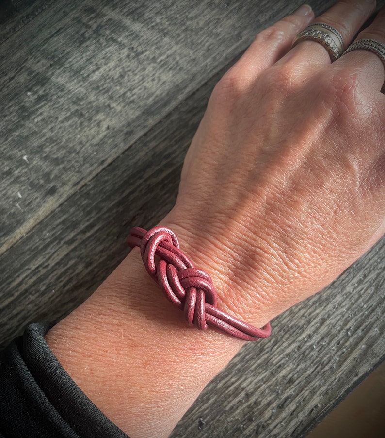 Knotted Leather Bracelet: Sterling Silver Clasp, Unisex Jewelry