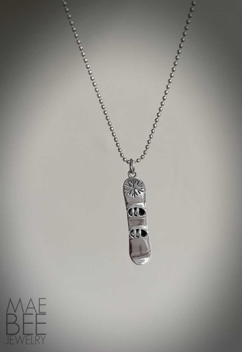Sterling Silver Ski/Snowboard Necklace: Winter Sports Jewelry