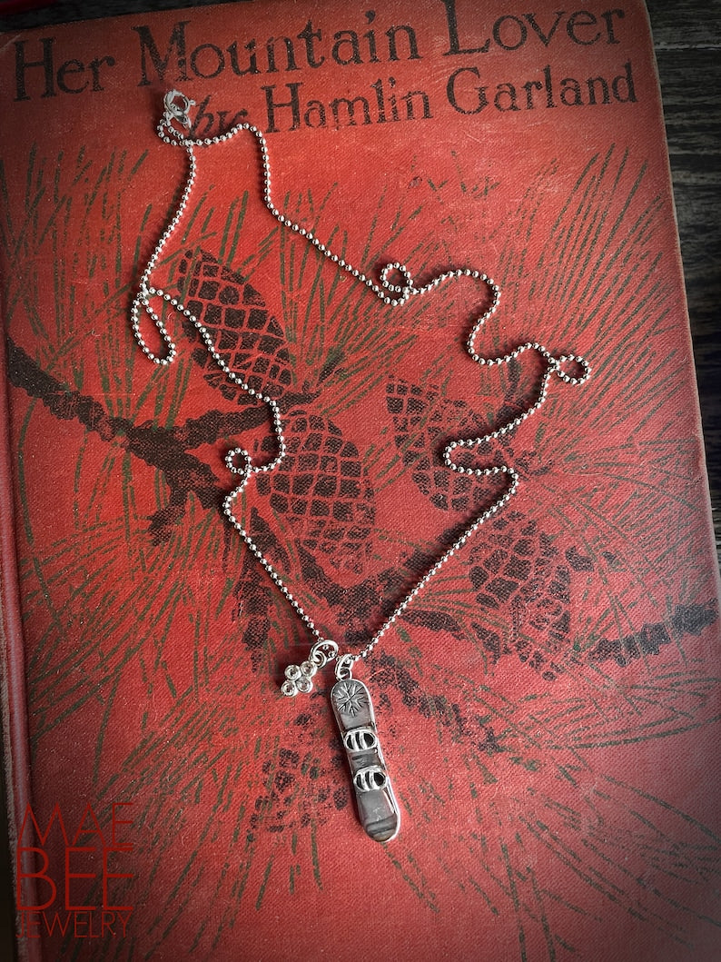 Sterling Silver Snowboard Necklace: Winter Sports Jewelry