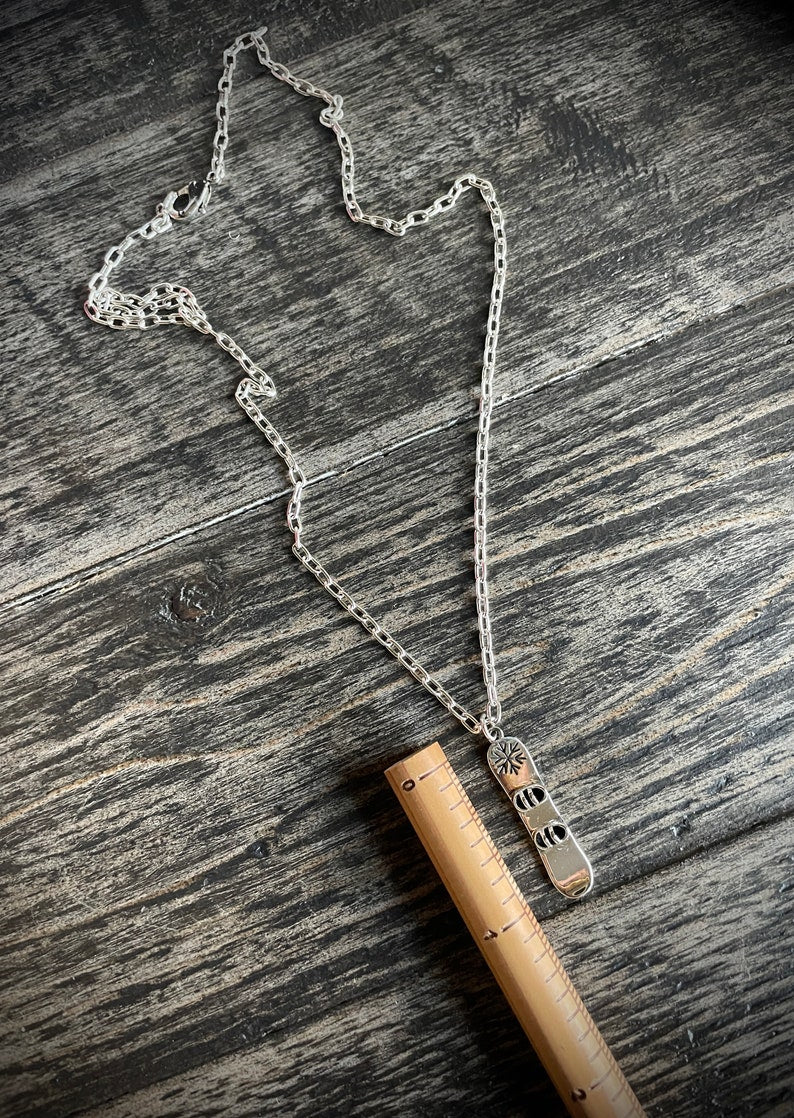 Sterling Silver Snowboard Necklace: Winter Sports Jewelry