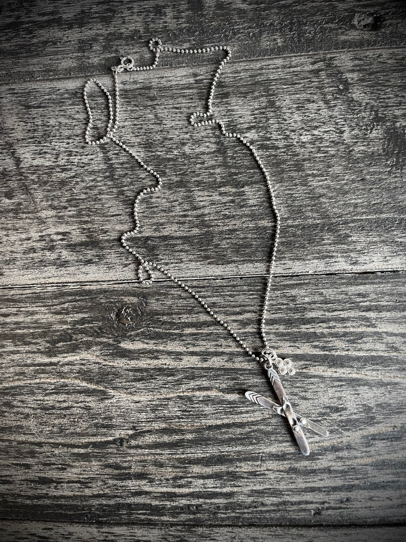 Sterling Silver Ski Necklace: Winter Sport Jewelry Gift