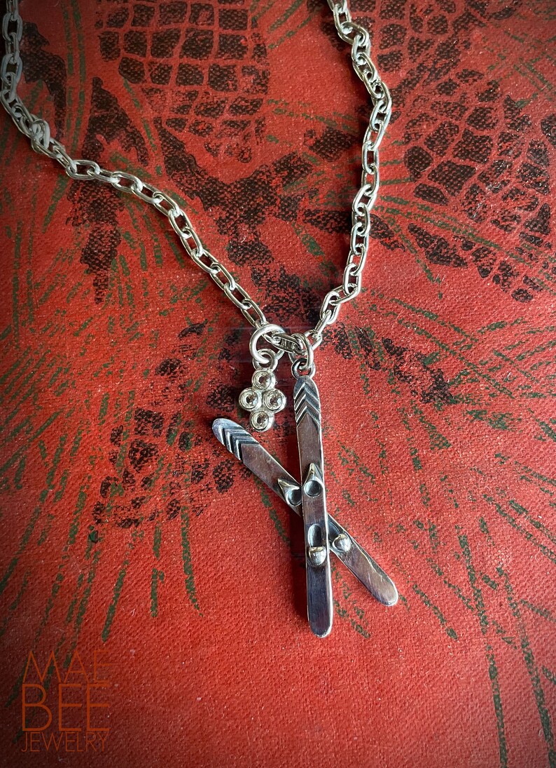 Sterling Silver Ski Necklace: Winter Sport Jewelry Gift