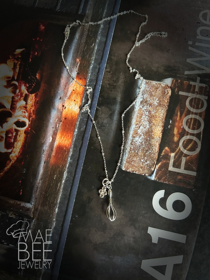 Sterling Silver Whisk Necklace: Culinary Gift for Chefs