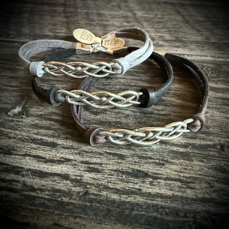 Sterling Silver Celtic Knot Bracelet: Irish Leather Jewelry