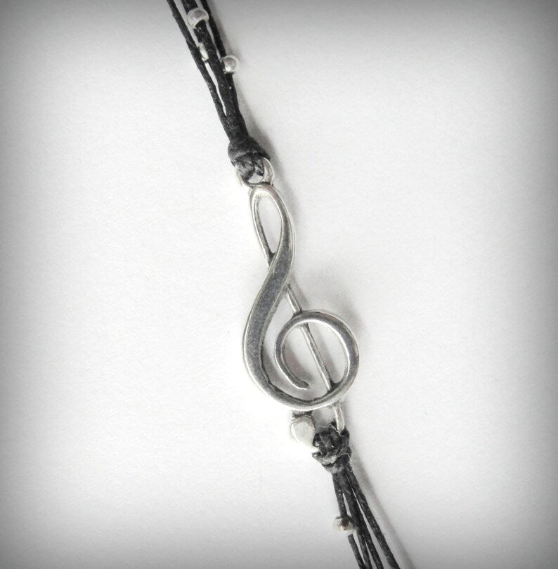 Sterling Silver Treble Clef Bracelet: Music Lover Jewelry